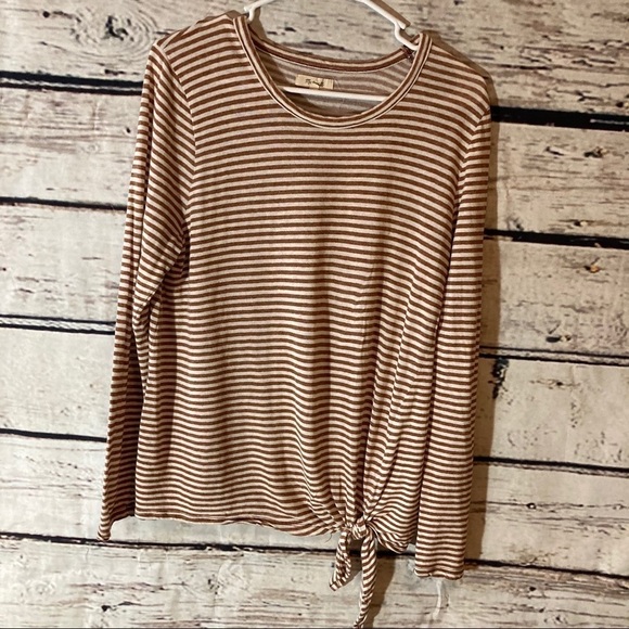 MADEWELL Brown Soundcheck Striped Side Tie Top - Picture 3 of 8